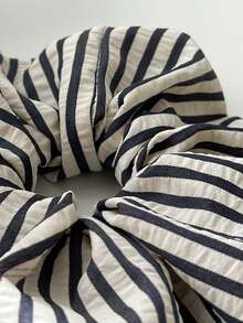 1 件加大码条纹布质发圈，优雅简约女士发圈，发圈，发圈，洗脸，发饰