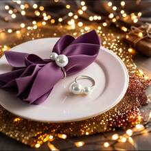 1-100 件优质酒店和餐厅餐桌装饰珍珠餐巾环，适用于婚礼、节日餐桌布置