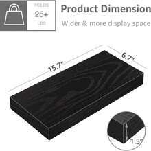 QEEIG Floating Shelf For Wall Bathroom Shelves Bedroom Kitchen Living Room Farmhouse Small Book Shelf 16 Inch Set Of 1, Black (015-B1) - 1pc - 查看 3