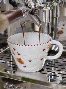 1个270毫升可爱卡通熊陶瓷杯，双面浮雕熊图案，心形牛角包咖啡杯，家用杯，牛奶杯，情侣早餐杯，水杯，下午茶杯礼品 - 白色 - 查看 6