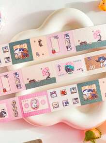 1 Roll High-Quality Student Scrapbooking Decorative Stickers, Cat Town Series, Suitable For Gifts, Office, Home, Marking, Labels, Classrooms, Entertainment Toys, Student Planner Creative Vintage Deco Stickers,School Supplies,Back To School