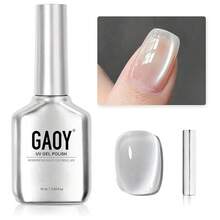 GAOY Glassy - Esmalte de uñas de gel de ojo de gato, 0.6 onzas líquidas, esmalte de gel holográfico UV con imán, translúcido reflectante, luz de luna plateada 2341 - Luz de luna plateada - Ver 3