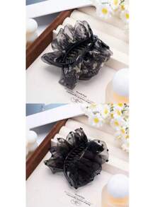 Elegant Large - Sized Bow - Adorned Hair Claw Clip: Non - Slip For Ponytails And Perfect For Bun Hairstyles - Ideal For Women And Girls,Hair Clips,Hair Accessories Hair Jaw Clip Hair Clamps Hair Clutch Hair Catcher Clip, Casual