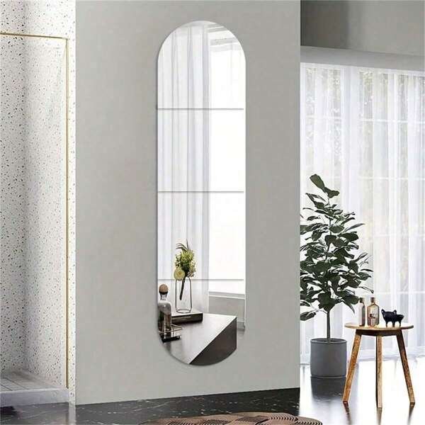 4pcs/Set 3D Acrylic Mirror Wall Pastes - Square And Semi-Circle, Shatterproof, Suitable For Bedroom, Living Room, Office, Kitchen, Bathroom, Entrance, Dance Studio, Gym - Multi-Functional Home Decoration