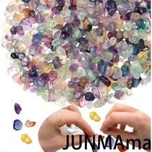Fluorite Crystal Beads For Jewelry Making 400 Pcs Natural Chip Stone Beads 58mm Beads For Bracelet Crafts Irregular Gemstones Loose Rocks Bead Hole Drilled DIY