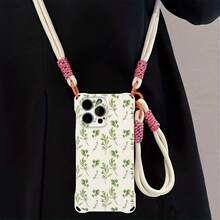 Funda para teléfono 1 pieza, nuevo bolso anticaída de cuatro esquinas para teléfono móvil, se puede colgar en la parte posterior del cuello, suave, adecuado para la serie 12 13 14 5 16 Pro Pro Plus - Diseño de nuevo teléfono móvil - Blanco - Ver 1