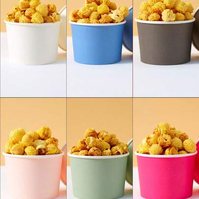 10件/25件一次性纯色纸碗、纸杯、冰淇淋杯、零食盒、生日派对装饰，适用于派对、野餐、餐厅、外卖、一次性餐具