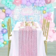 Mermaid Sequin Tablecloth, Rectangular Rainbow Home Decor Table Runner, Polyester Sequin Tablecloth For Party, Bridal, Wedding, Shower, Birthday Mermaid Themed Party