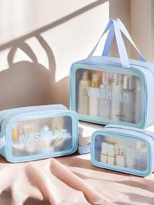 3 件/1 件 PVC 防水化妆包、透明大容量浴室包、PU 防水便携式洗漱包、女士手持旅行收纳包、PVC 透明大容量化妆收纳包、悬挂式洗漱包旅行必备包，适合学校度假度假返校用品洗漱包防水洗漱包