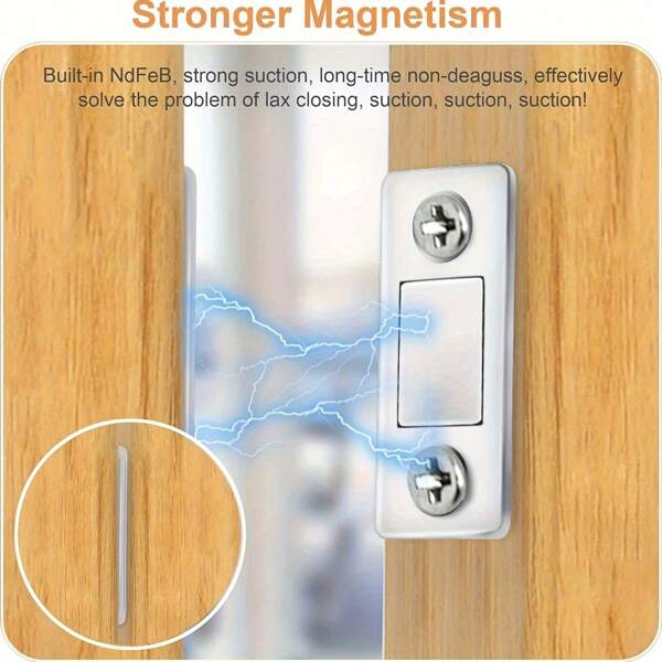 10pcs Strong Magnetic Cabinet Catches, Steel Latch, No Drill, Invisible Door Closers, Thin Sheet For Drawer, Wardrobe Sliding Door Accessories