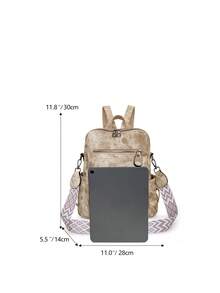 2025年新款中号旅行背包女背包女式真皮背包女孩女士书包 - 卡其色 - 查看 8