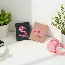 1 Peça Porta-Passaporte de Couro PU Personalizado com Coração Rosa e Letra em Inglês Impressa, Nome Personalizado para Casais, Amigos, Aniversário, Viagem, Feriado, Presentes Corporativos