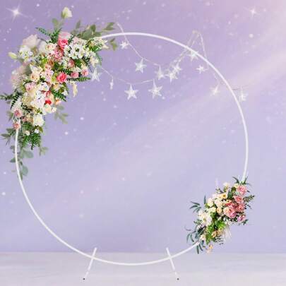 1 support de fond circulaire doré, kit de structure d'arche de ballons de mariage en métal circulaire, disponible en plusieurs tailles de doré et de blanc, convient pour les mariages, la Saint-Valentin, les anniversaires, les fêtes d'anniversaire, les décorations de photo de remise des diplômes et les arrière-plans de photo