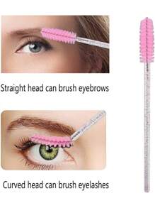 100pcs/50pcs/10pcs Disposable Mascara Wands, Nylon Bristle Eyelash Brush Spoolies, Unscented Eyebrow Extension Applicator With ABS Plastic Rod, Normal Skin Compatible - Pink And Black Wand Set