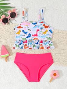 Bộ đồ bơi bikini in hình khủng long mơ mộng cho bé gái - Nhiều màu - Xem 1