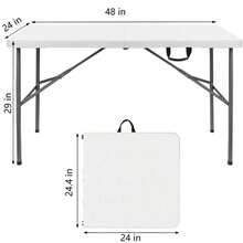 4FT/6FT Plastic Folding Table, Shooting Table, HDPE Portable Picnic Table Outdoor, Camping, Party, Wedding, Picnic, With Lock, Handle - White - 白色 - 查看 5