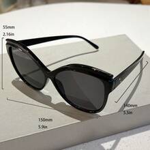 Large Cat Eye Fashion Men's And Women's Glasses - Fashion Decorative Glasses, Round Lenses, Lightweight Design Suitable For Casual And Formal Clothing, Formal Accessories | Extra Large Glasses | Durable Frame - 黑灰色 - 查看 2