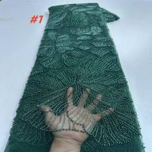 Luxury African Heavy Beads Lace Fabric 2025 High Quality Nigerian French Mesh Sequined Lace Material For Women Wedding Dresses Sewing