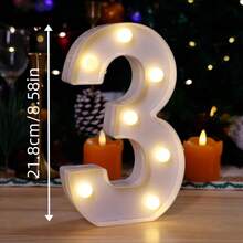 1 个 LED 发光数字灯，高 21.8 厘米，适合 16、18、21、30、40、50、60、70、80 岁生日装饰，装饰性 LED 数字灯，生日派对装饰，电池供电的 LED 装饰，适合生日、周年纪念、婚礼、圣诞节、情人节、毕业典礼和新年庆祝活动、家庭聚会、节日装饰、酒吧、咖啡厅、房间装饰，送给朋友和家人的好礼物（暖白色，不含电池，免费组合）