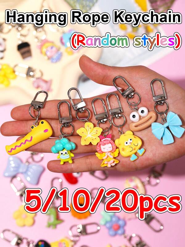 5/10/20pcs Random Mixed Keychains (No Duplicate Styles), Resin Material Pendant Small Decorations, Charms, Including Cartoon, 3D Realistic, And Various Styles, Colors, Patterns, Shapes, Vintage, Cute, Elegant, Y2K Aesthetic, The More You Buy The More Diverse Styles You'll Get (Regularly Updated New Designs!!), Detachable For DIY Use, Suitable For Collection Or Small Gifts