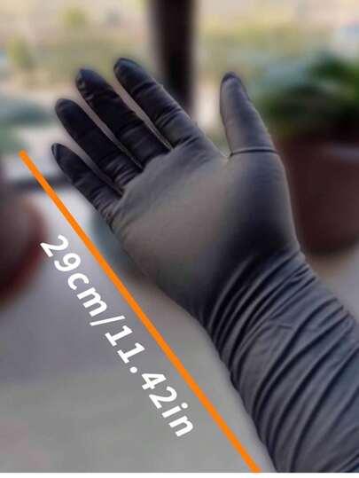 100 Stücke schwarze Nitril Handschuhe, wasserdicht, öldicht, elastisch geeignet für Küchen Reinigung, Haushaltsreinigung, Nagelkunst, Haustierpflege, Fleckenisolation, leicht für Touchscreen