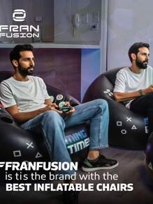 Sofá con portavasos y bolsillos laterales, silla de juego para gamer, silla de juego inflable de estilo negro, sofá inflable - Multicolor - Ver 3