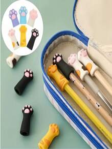 6 Stücke Stichstopper, Häkelnadel-Schützer, bunte Stricknadel-Spitzen-Saver, Katzenpfoten Stricknadel-Spitzen & Umarmungen, Nähhandwerks-Zubehör, können auch als süße Katzenpfoten-Silikon-Bleistiftspitzen, Cartoon-Stiftspitzen-Schützer, weiche Bleistiftspitzen-Abdeckungen, Anti-Schmutz-Büromaterial, tragbare Taschenstift-Clips, Zufallsfarbe, für Schulmaterial, Rückkehr zur Schule verwendet werden