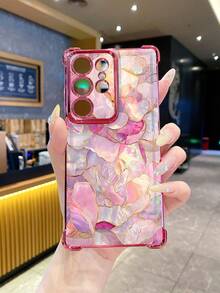 1 件粉色紫色大理石纹防震电镀相机 UV 印花保护手机壳适用于三星/Galaxy/Infinix/Redmi/OPPO/VIVO/Realme 防水防摔防刮 - 粉色 - 查看 6