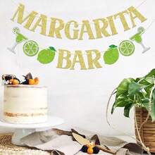 FOZEE Margarita Bar Banner, Margarita Party Decorations, Mexican Taco Bar Party Decorations, Margarita Decorations, Gold And Green Glitter - trắng - Xem 4