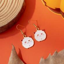 1 par/6 pares de pendientes novedosos y de moda con diseños de gato, murciélago, momia y escoba de bruja para mujeres, regalos de fiesta de Halloween para amigos