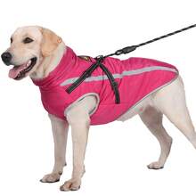 Winter Thickened Reflective Jacket For Pets, Windproof And Waterproof Dog Outdoor Jacket With Harness, Suitable For Medium And Large Dogs, Soft And Comfortable Warm Coral Fleece Inside - View 3