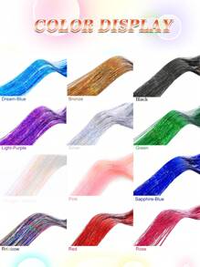48Inches Glitter Rainbow Tinsel Hair Extension With Tool Mixed Colors Hair Extension Tinsel Kit Glitter Rainbow Hair Extensions For Women And Girls Pride Month Activities Accessories