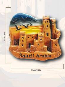 1 pieza Imán de nevera 3D cultural, Diraiyah Old Town, Arabia Saudita, regalo de recuerdo de viaje, decoración del hogar Día Nacional Saudí Arabia Saudita