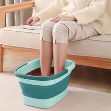 Collapsible Foot Bath Basin Foot Soak Tub, Foot Soaking Tub With Massage Acupoint For Feet Soaking, Pedicure Foot Spa, Multifunction Plastic Bucket With Handle, Home Spa Treatment Back To School - Green - View 3