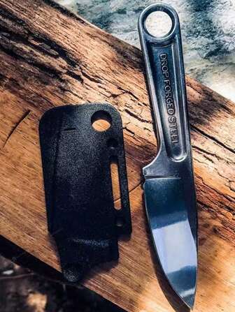 1 pieza Cuchillo de supervivencia recto de acero inoxidable, cuchillo utilitario multiusos para campamento con funda, apto para uso en exteriores y en la cocina