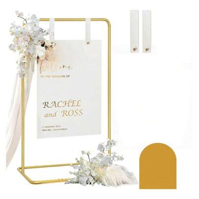 Présentoir de bienvenue de mariage en métal doré, décoration de présentation au sol minimaliste nordique