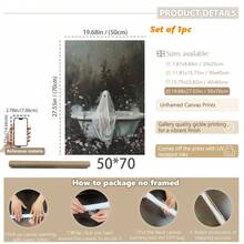 1 件浴缸里的鬼魂，万圣节装饰，鬼魂浴室印刷品，艺术海报印刷品，黑暗学院，复古海报，哥特式绘画，恐怖万圣节墙壁艺术，适用于宿舍、浴室、客厅、房间墙壁装饰，裱框艺术，易于悬挂