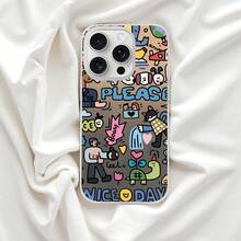 1 pezzo Custodia per telefono in silicone morbido lucido e olografico con stampa di personaggio dei cartoni animati, con onda asimmetrica, texture a gradiente di ghiaccio, adatta per Android/compatibile con OPPO/compatibile con VIVO/compatibile con Honor/compatibile con Redmi/telefoni, impermeabile, antiurto, anti-caduta, resistente ai graffi, versione internazionale, non la versione domestica - Multicolore - Visualizzare 5