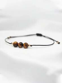 1pc Handmade Adjustable Tiger Eye Stone Bracelet Crystal Bead Bracelet Jewelry Gift For Girlfriend Amulet Bracelet Gemstone Bracelet