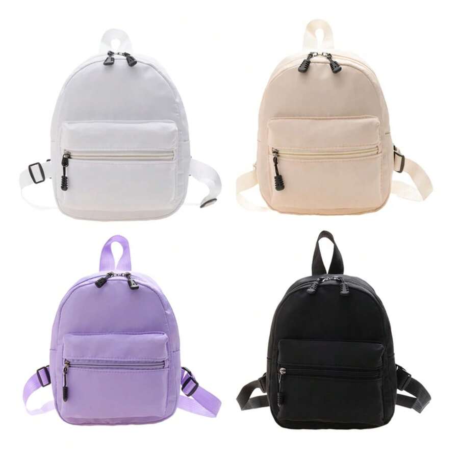 Mochila para mujer, mochila de estilo Preppy de Color sólido, mochilas escolares para estudiantes, bolsos de alta capacidad, mochila de Material de nailon BTGA - Beis - Ver 1