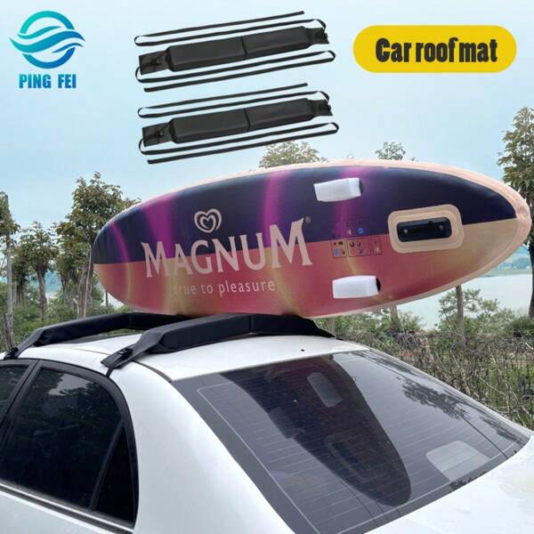 Schaumstoff Auto Dachreling, Weiche Dachquertraverse, Kajak/Surfbrett/Ski Rack, verstellbare gepolsterte weiche Dachreling mit Spanngurten und Aufbewahrungstasche