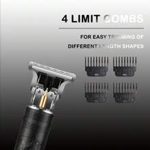 1/2pcs Men's Hair Clippers And Beard Trimmers Set, USB Rechargeable, Black, With Limit Comb Men's Beauty Kit, For Home Use, Father's Day Gift, Give Holiday Gifts