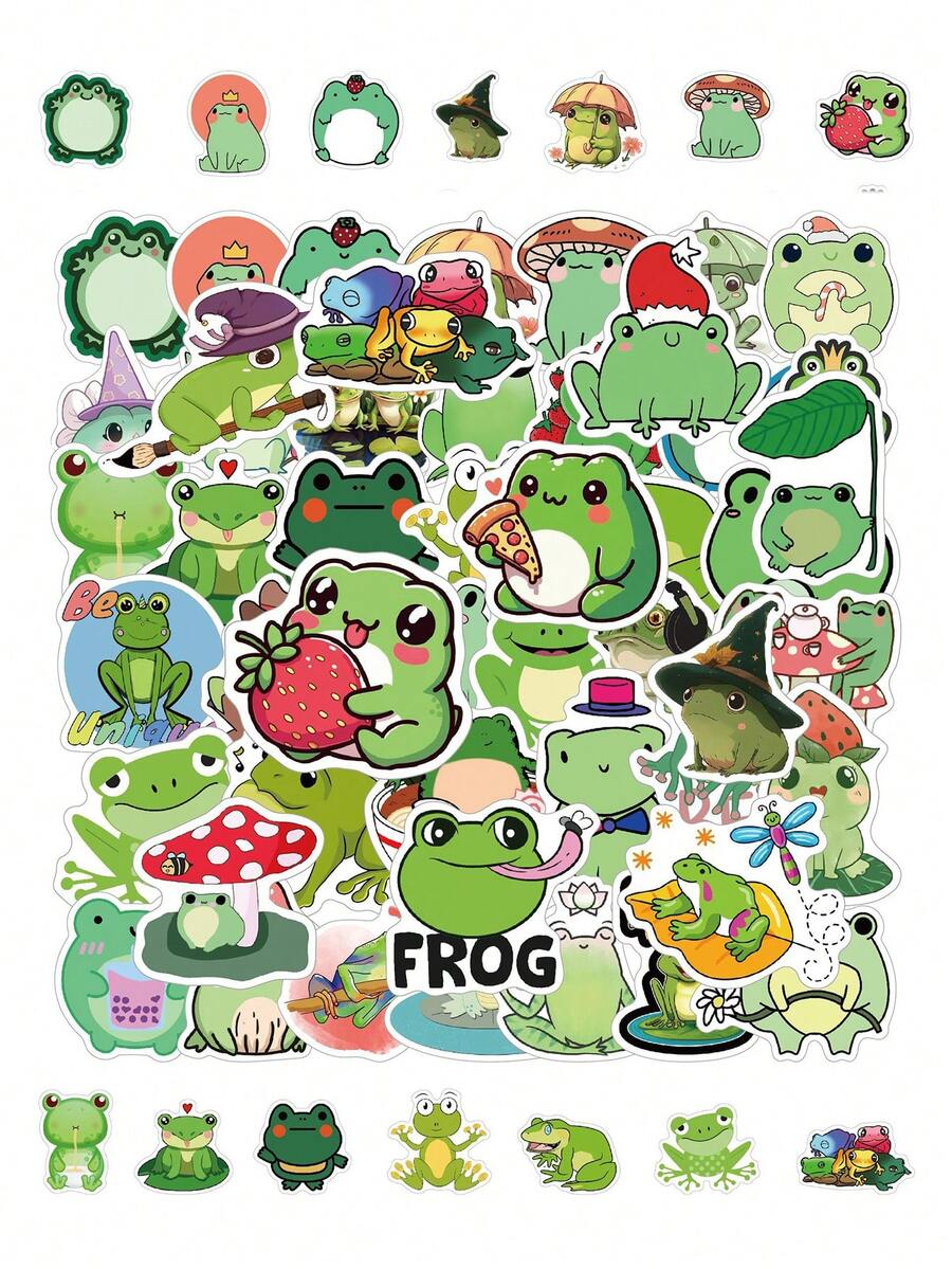 Adorables pegatinas de rana con imagen de dibujos animados y anime. Pegatinas DIY para manualidades, puzzles, mini juegos, fiestas, regalos de cumpleaños, decoración de maletas, cuadernos, teléfonos móviles y botellas de agua. Nuevas y de moda.