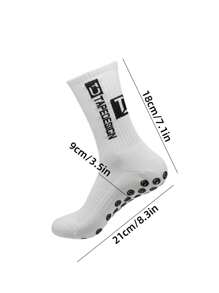 1 Pair Of Grippy Soccer Socks Men's Non-Slip Sports Socks Double Latex Grippy Non-Slip Mid-Calf Sports Socks For Soccer, Trampoline, Running, Hiking, Fitness, Baseball, Basketball, Tennis, Moisture Wicking