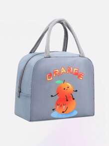 1pc Student Fruit Pattern Cartoon Lunch Box Bag, Durable Oxford Cloth, Easy To Clean, Hands Can Keep Warm And Cold Proof, Suitable For Carrying And Storing In Schools, Offices, And Outings - Outdoor Travel - Back To School Season
