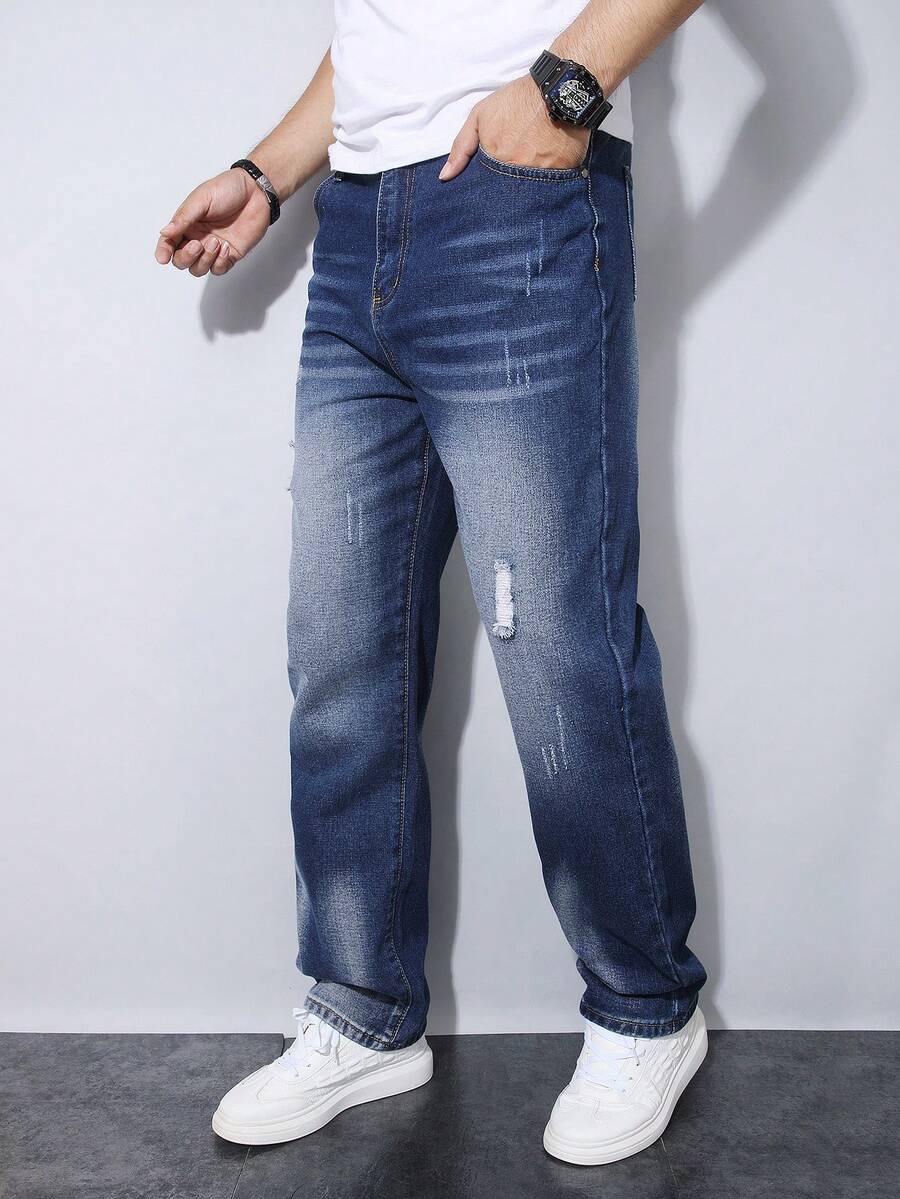 Fashion Design Straight-Leg Jeans Teen Boy - Medium Wash - View 1