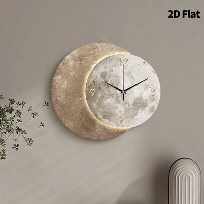 1pc Minimalist Creative Moon Decor Wall Clock, Super Quiet Quartz Movement, No Ticking Sound, Suitable For Decorating Living Room, Bedroom, Office, Dining Room And Cafe, Perfect Home Decor Gift For Friends And Family