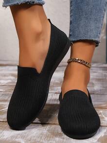 Women's Comfy Breathable Casual Slip-On Athletic Sneakers - Black - View 2