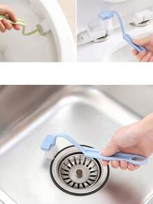 1pc V-Shaped Toilet Brush: V-Shaped Toilet Brush, Small Toilet Brush, No-Blind-Spot Cleaning Brush, Household Bathroom Toilet Cleaning Tool, Can Be Rotated To Fit Curved Toilet And Hung On The Wall For Home Cleaning, Bathroom Decor, Bathroom Accessories, Cleaning Supplies, Bathroom Essential, Apartment Must-Have - Multicolor - View 7