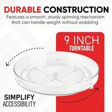 Oizeir Clear Lazy Susan Organizer (Pack Of 2) 9 Inch Turntable For Kitchen, Pantry, Fridge, Bathroom, And Vanity Countertops, Acrylic Rotating Organizer - 9吋-2個裝 - 查看 3